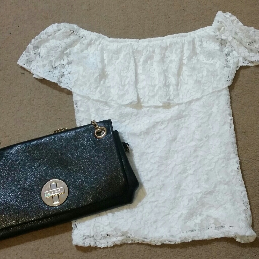 Hollister lace off shoulder top